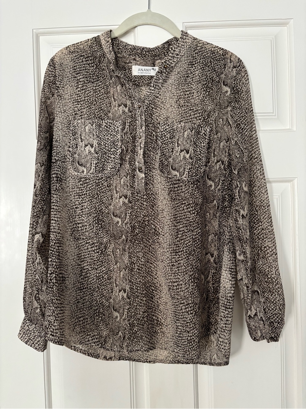 Anany Snake-Print Long Sleeve Blouse
